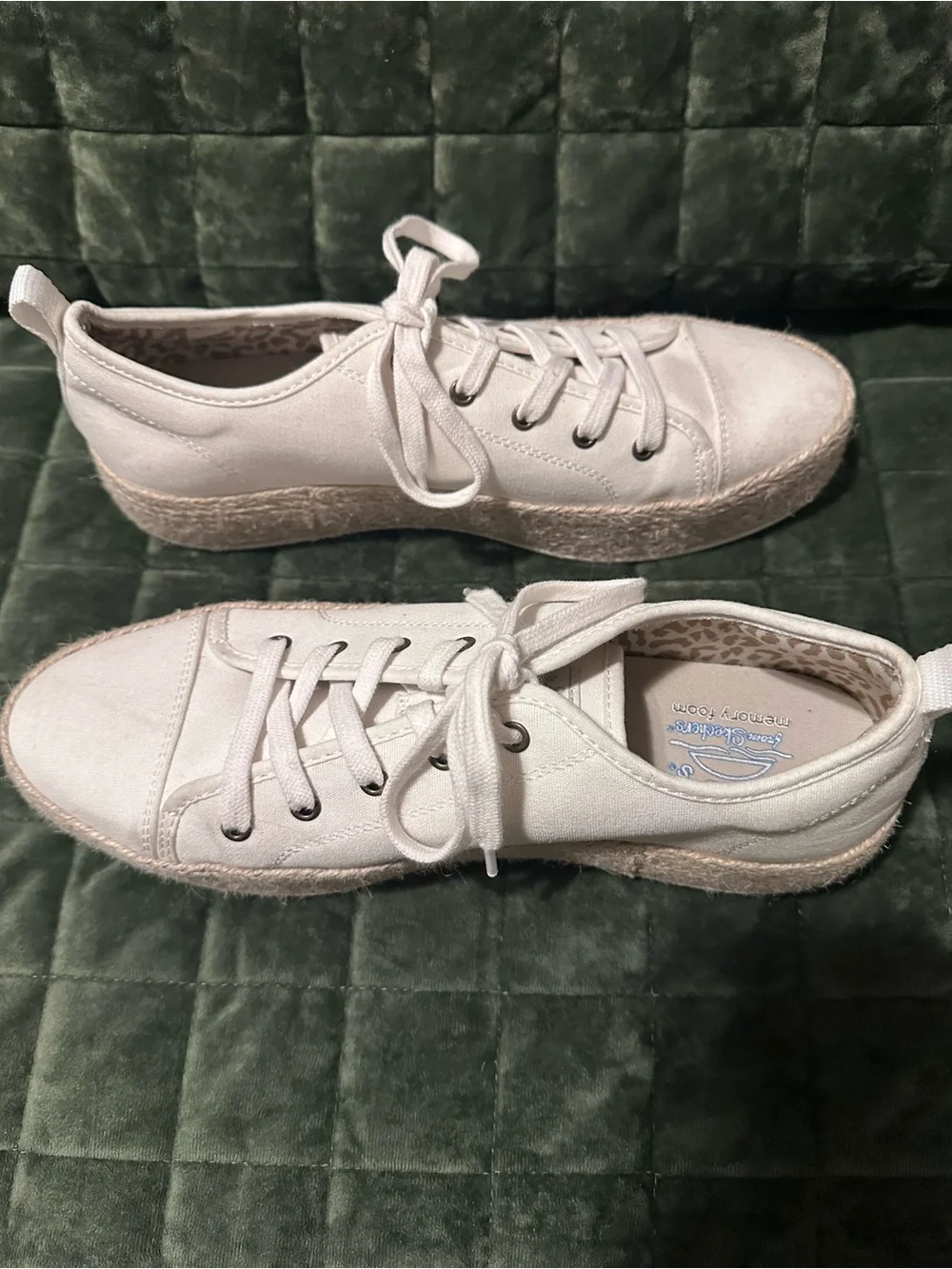 BOBS from Skechers Cream Canvas Espadrille Lace-Up Sneakers